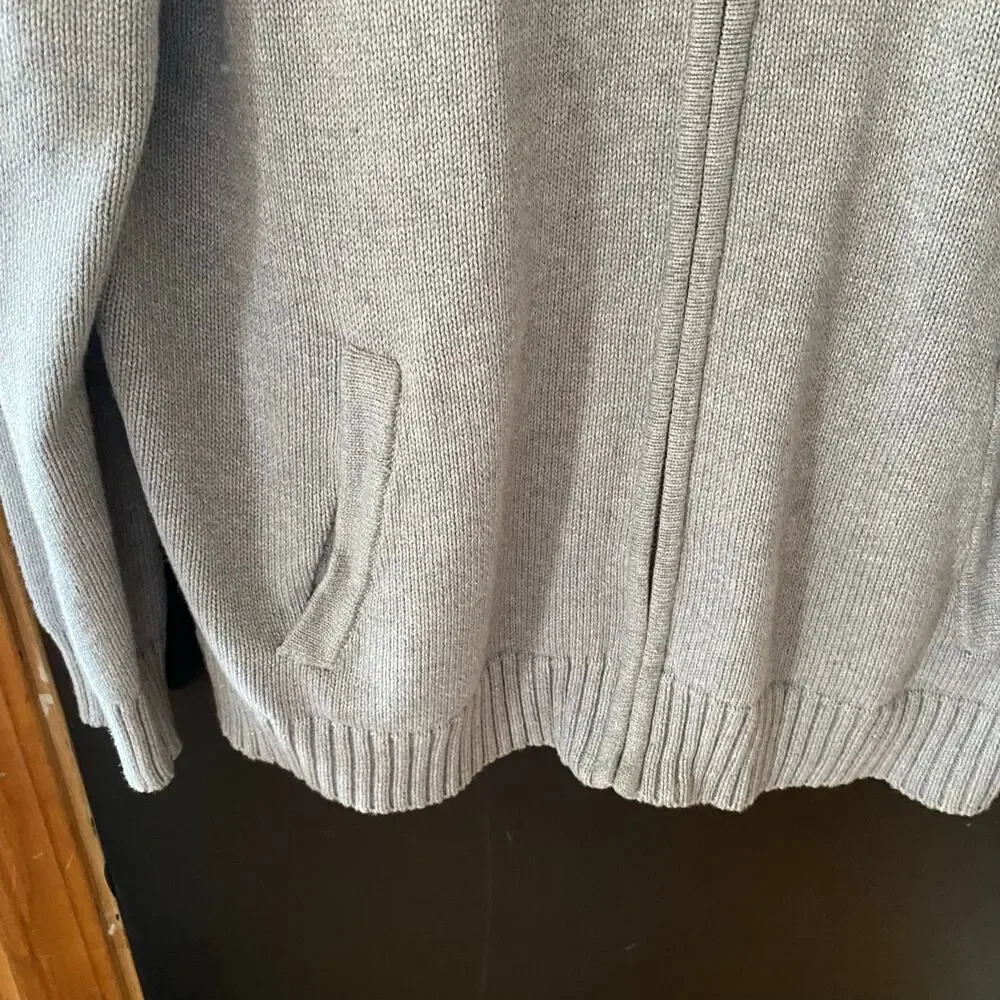 L.L. Bean Sweater Cardigan Full Zip 100% Cotton Gray Mens Size Large